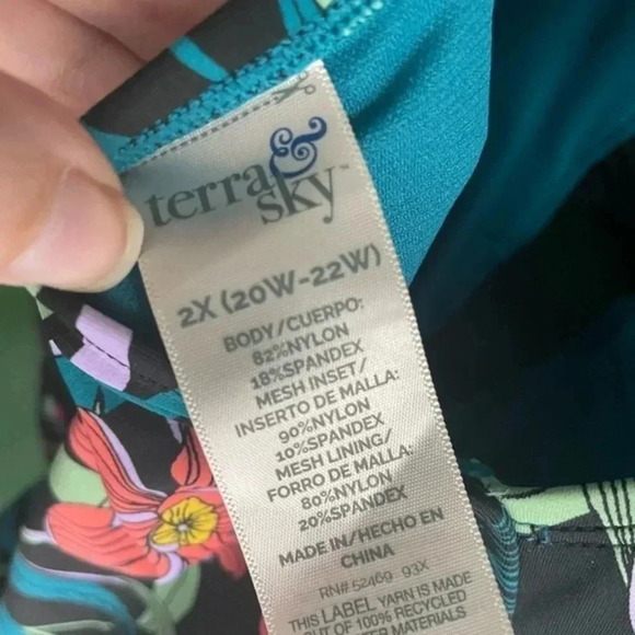 Time & Tru Plus Size 2x 20 22 Tropical zone Piece Swim Suit Sheer Panels Sexy - Picture 4 of 5